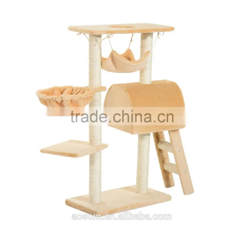 PawHut 100 cm Deep Cream Cat Tree Scratching Activity Center