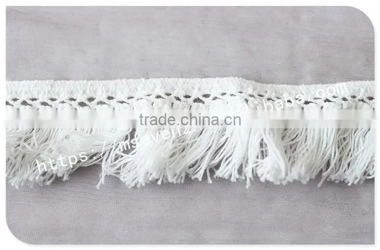 Customized color 3.5cm width polyester water soluble fringe lace trim for gament