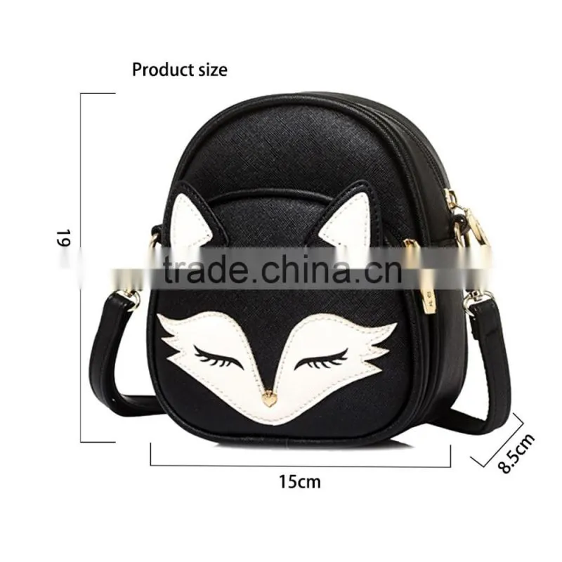Hot Women's Fashion PU Leather Cute Cartoon Fox face Shoulder Bag,Crossbody Bag
