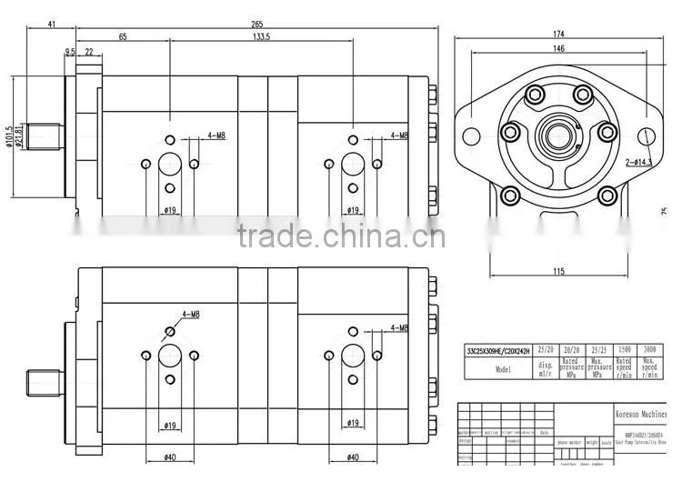 X309HE/X242 tandem hydraulic gear pump for tractor