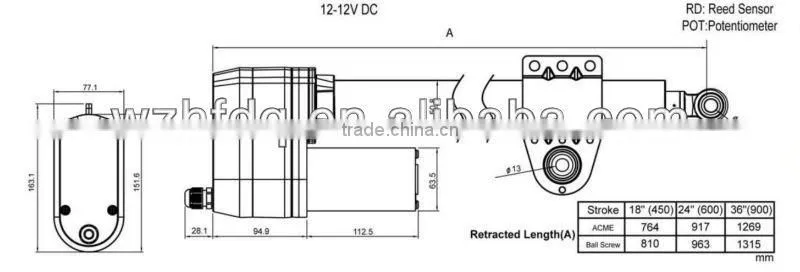 12VDC solar tracker linear actuator