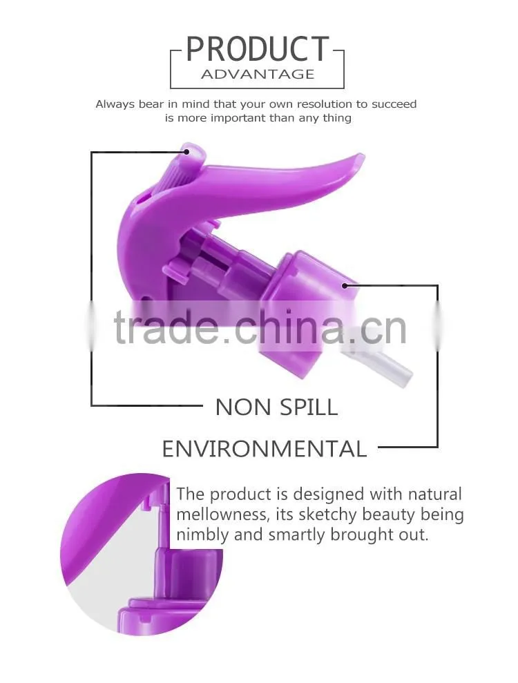 2016 hot sale high quality new upside down 24/410 plastic green trigger sprayer