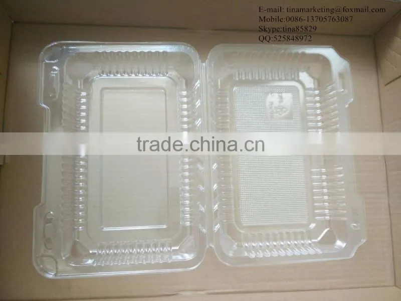 High Quality BOPS Clamshell Hinged Plastic food container for Bakery, Salad, Cake, Sushi and Pastry