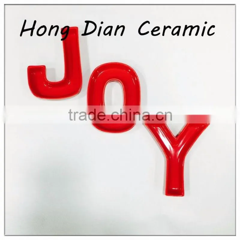 joy candy dish,ceramic letter dish/ Plates candy dish,red color dish for decoration
