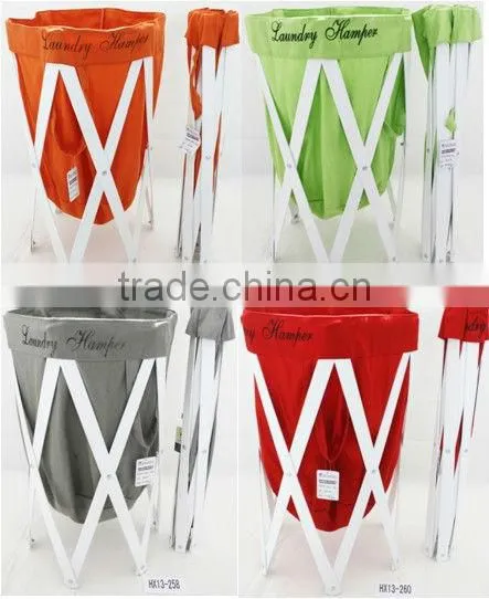 Wood laundry hamper fold