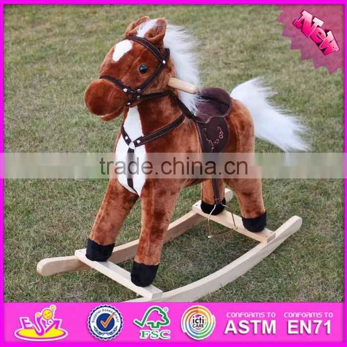 Hot sale funny wooden rocking horse best kids' wooden rocking horse toy, cheap wooden rocking horse W16D066