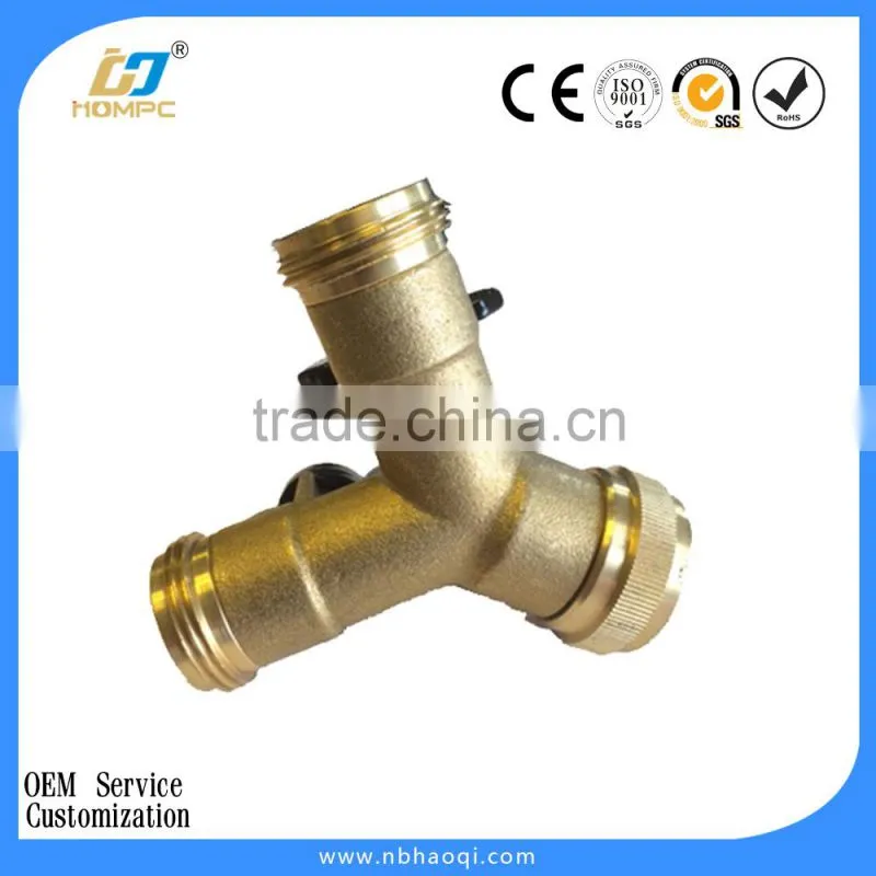 Brass 2 way splitter garden hose connector