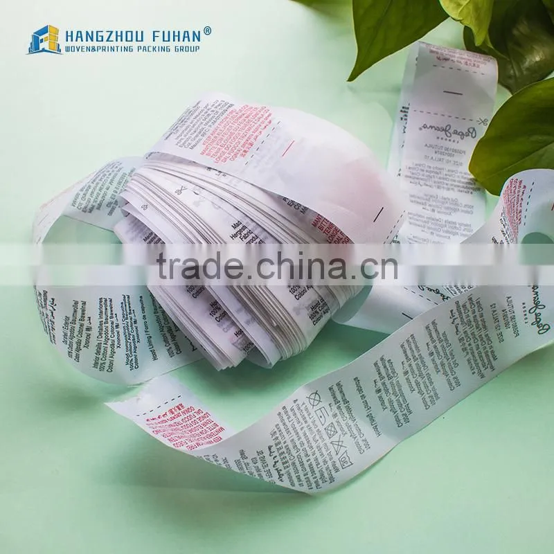China Factory Custom Clothing Printed Care Labels