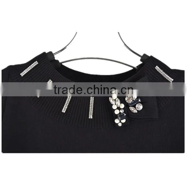 Fine knitting beading round neck chinese brand casual long dresses