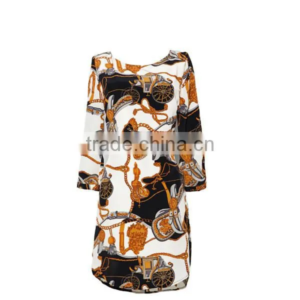 retro dress chain printed shift design with plus size