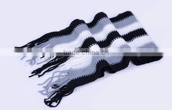 Cheap simple 6color choice stripe design spandex material knit fashion men winter cheap scarf hijab
