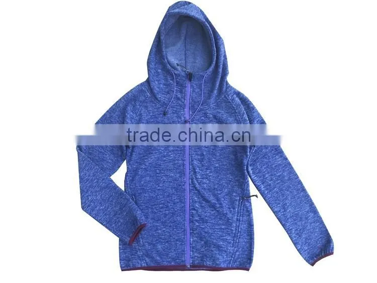 Casual zipper knitted wear melange color cheap woman camo polar fleece jacket