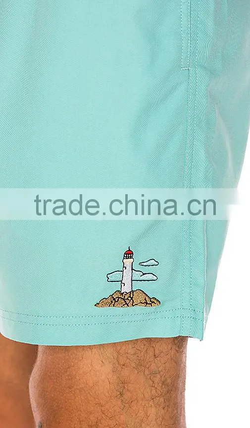 High quality custom embroidery pattern plain men swim short & beach shorts & board shorts