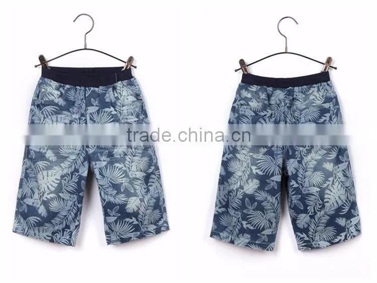 Hot Summer 2-8 years Short jeans child clothing boys denim shorts flower pattern printed kids short pants