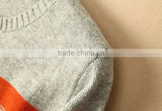 The long sleeve orange stipes design knitting pullover casual men knitted sweater
