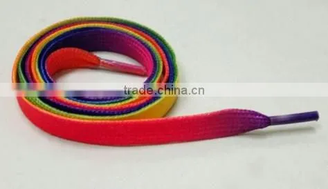 Casual color shoelaces flat colorful lace rainbow gradient color polyester lace