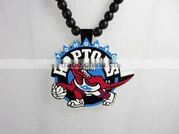 Cheap custom sports style good wood acrylic necklace