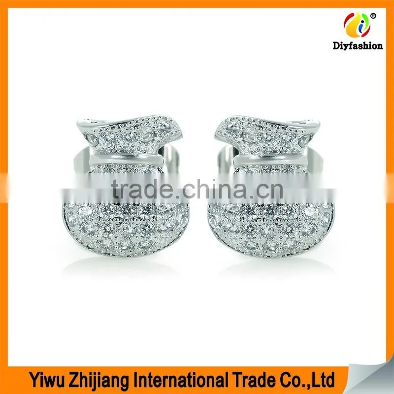 2017 new fashion Inlay zircon Platinum plating Purse stud earrings