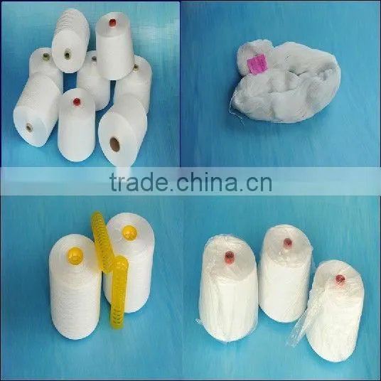 100% spun polyester sewing thread raw white