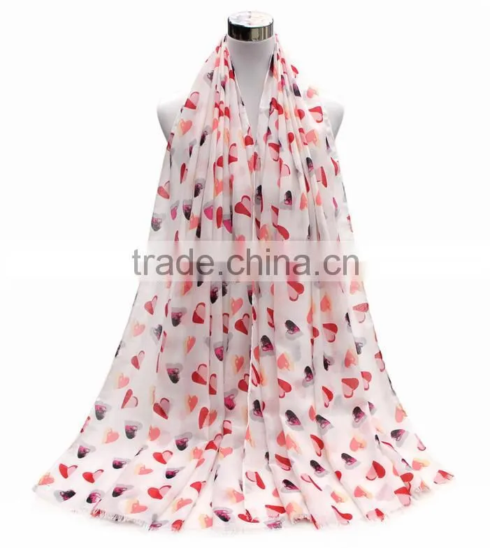 China Factory Heart Print scarf women hijab
