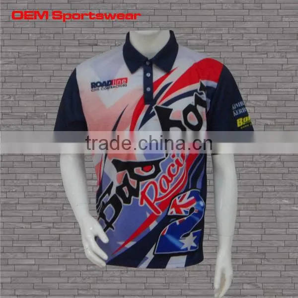 Short sleeve blue dye sublimation mesh motocross jerseys