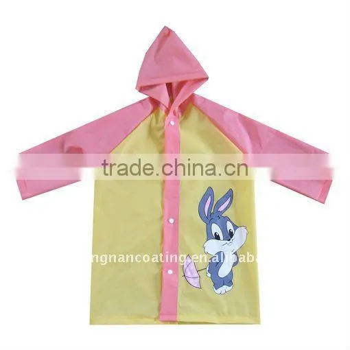 Disposable plastic waterproof kids pvc poncho raincoat in bag
