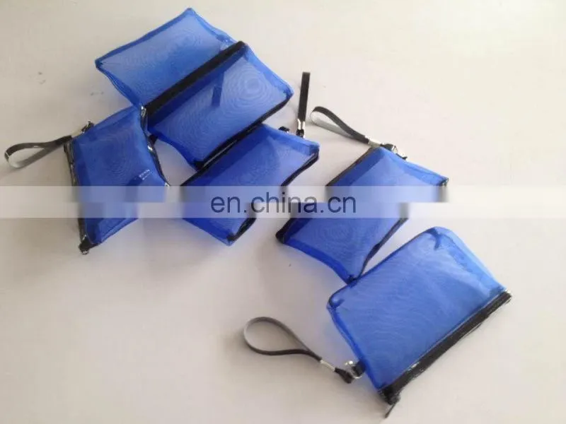 6 Pieces Multi Color Mesh Design Zipper Make Up Bag for Ladies
