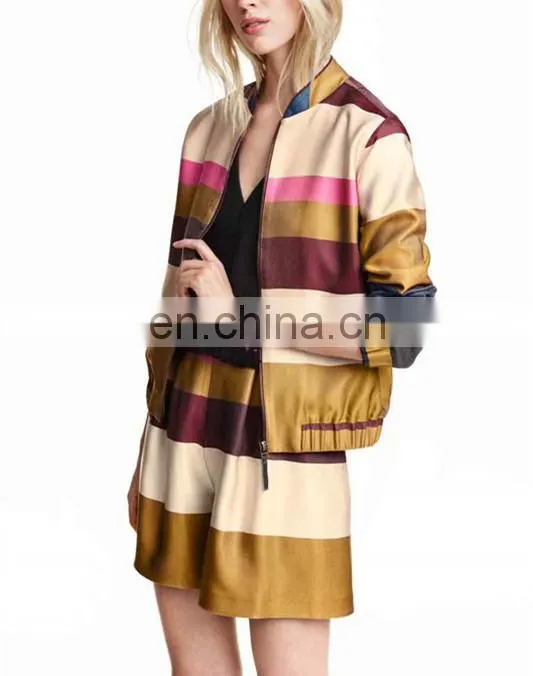 New fashion women colorful striped jacket, latest fashion short jacket
