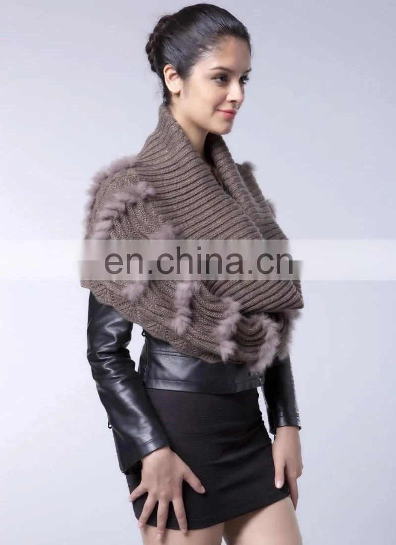 Canada North American style grey brown color rabbit fur tube fur capes shawl of women clothes