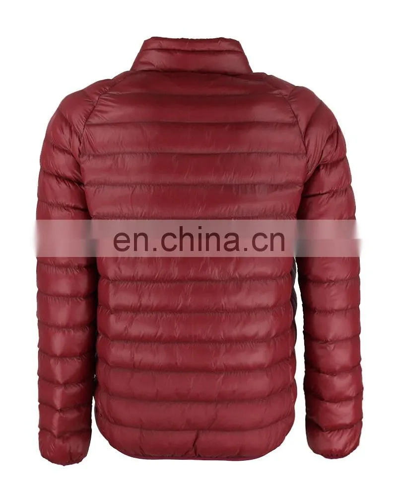 100% polyester filling red custom winter nylon padding jacket for men