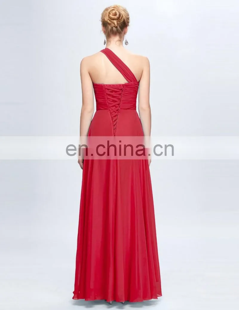 Grace Karin Hot Sale Chiffon Long Chiffon Beaded One Shoulder Evening Dress CL3120-4