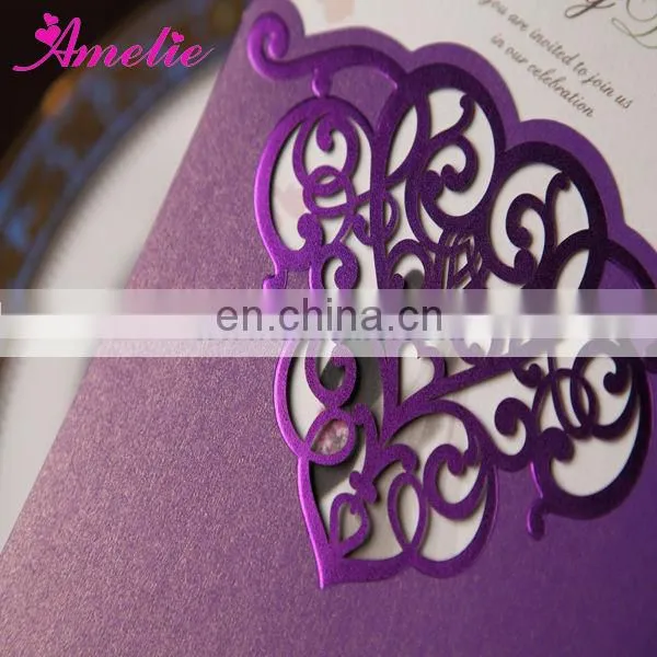 ACW2009 Purple Color Wholesale Paper Wedding Invitations