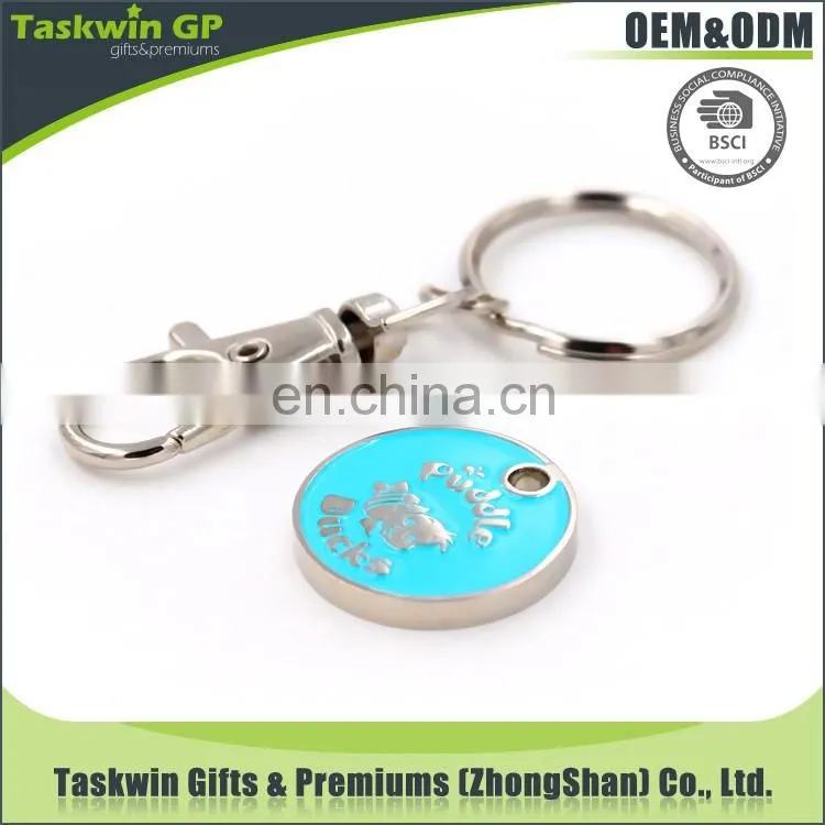 Hot sell promotional trolley coin keyrings,Supermarket coin tokens keychain.