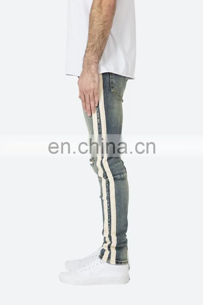 DiZNEW FABRICS CUSTOM WHITE SKINNY TRACK PANT JEANS FOR MEN
