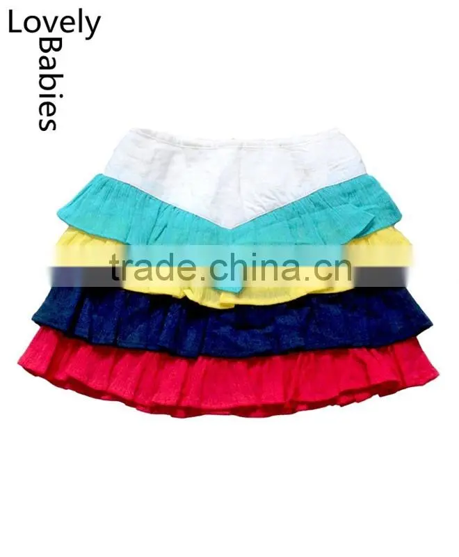 Girls wearing short skirts 2016 girls ruffle and block tiered mini skirt