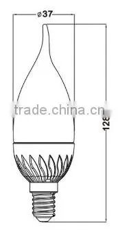 120V 4.5W 300LM Dimmable Candle UL approved