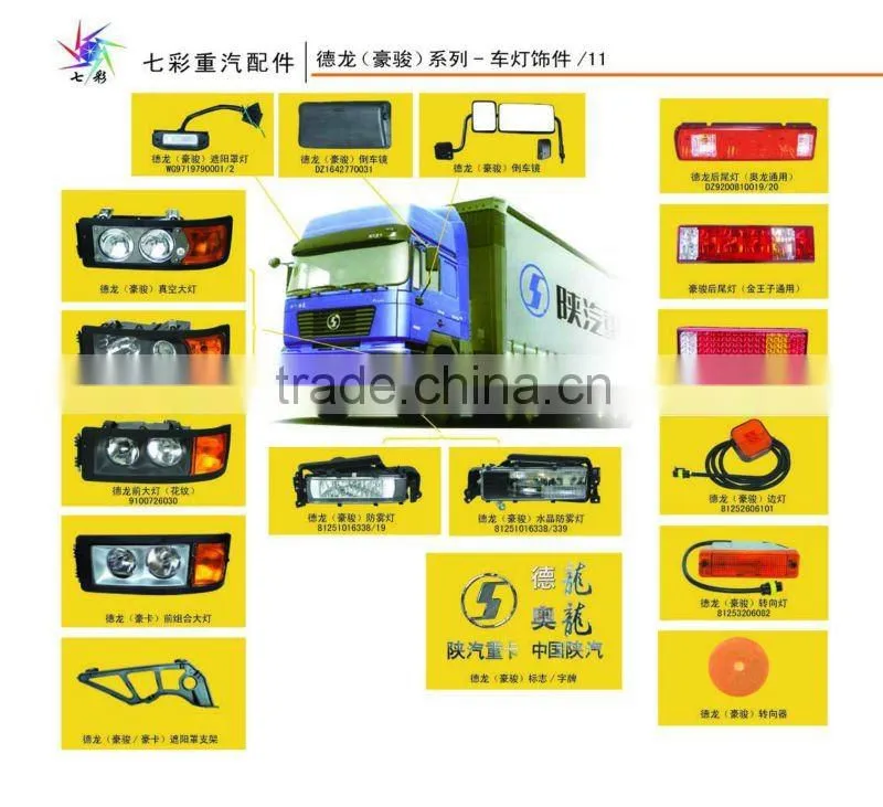 Decorative pattern fog lamps for China truck Shaanxi Shacman Delong F2000, 81251016338 (R), 81251016339 (L)