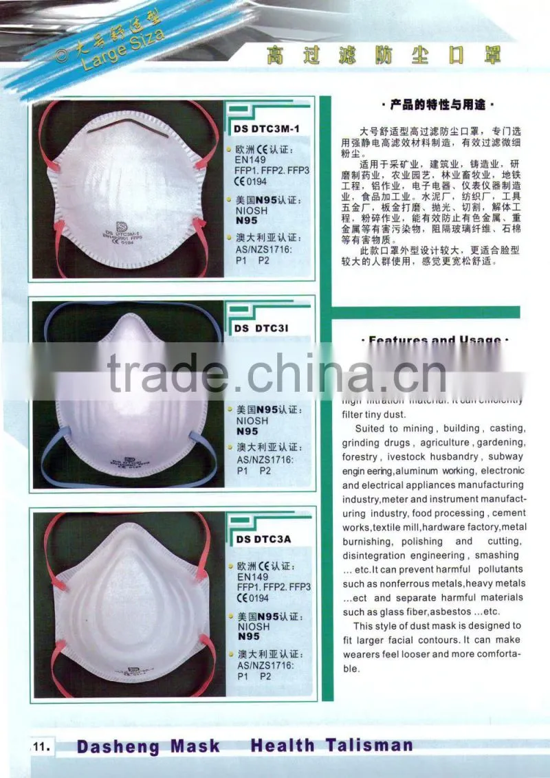 high filtration dust masks with exhalation valve N95
