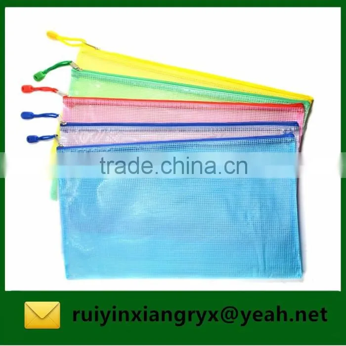 clear pvc gridding zipper document bag