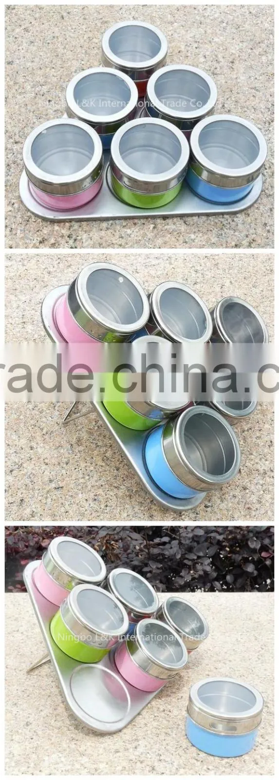 6 Pieces Colored Stainless Steel Magnetic Spice Jar/spice bottle