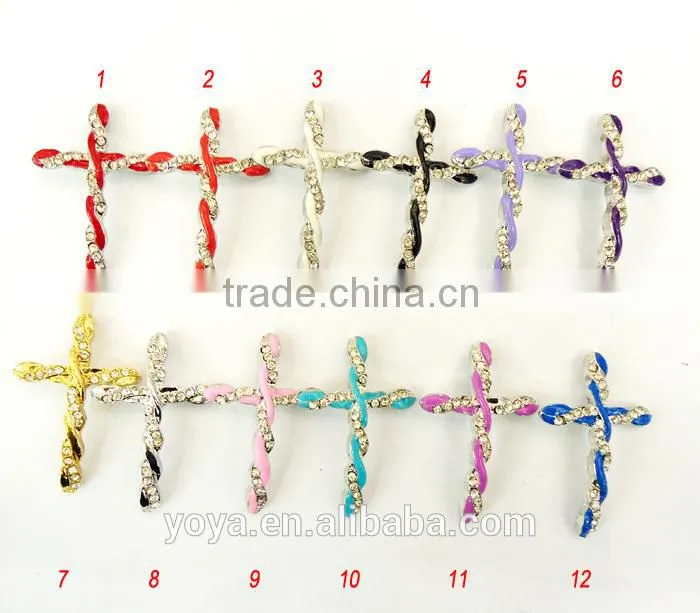 CZ6477 Wholesale mirco cz pave cross bracelet charm connectors,mini cross