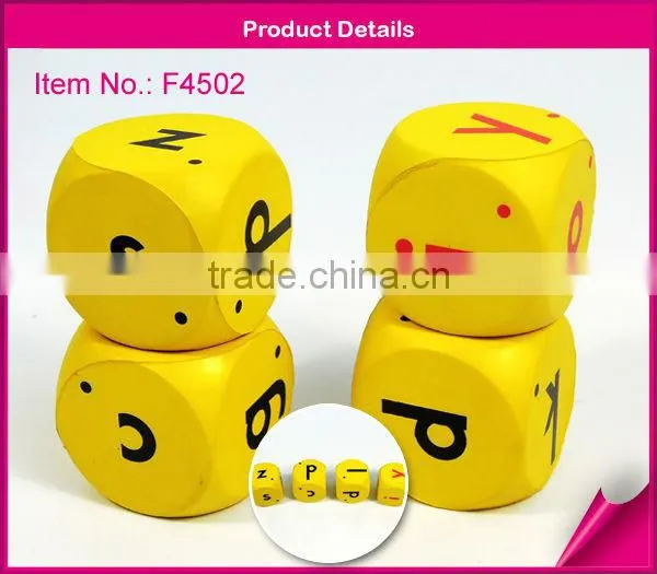 Yellow color letters printing on side PU dice