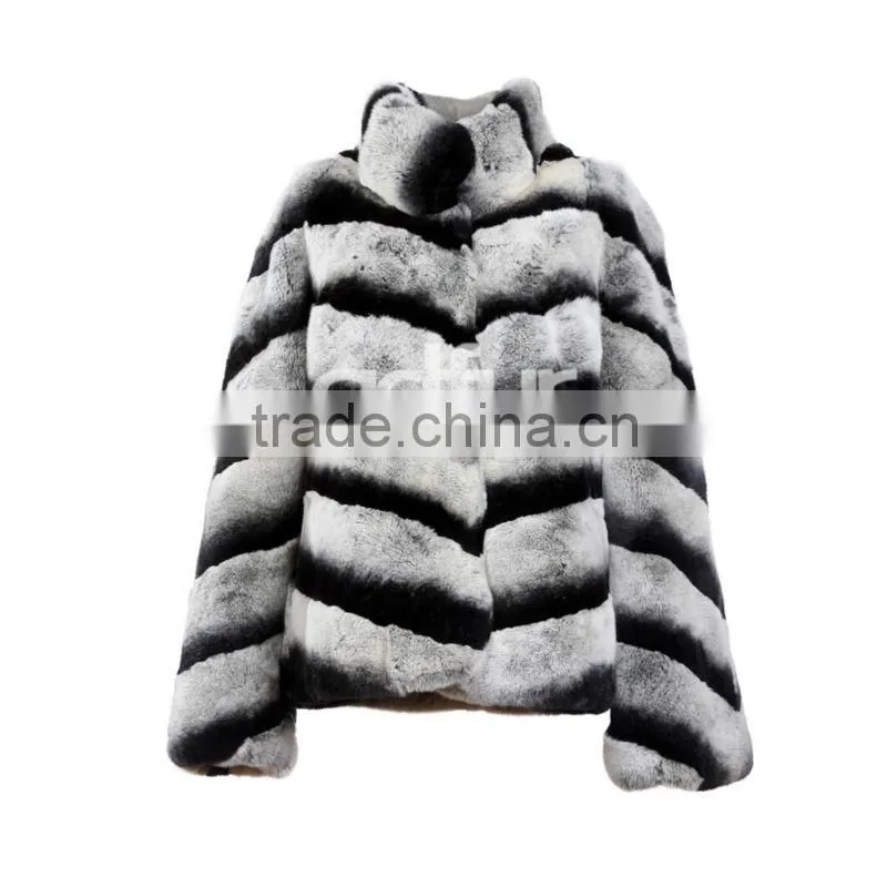 QD30350 Latest Real Fur Winter Russian Girls Fashion Chinchilla Rex Rabbit Coat Ladies Western Plus Size Rabbit Coat