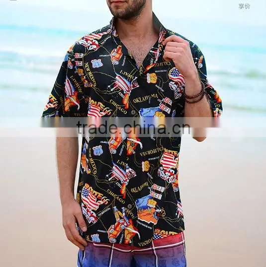 100% cotton hawaiian costume set casual comfortable beach shirts 2XL 3XL colorful sunshine Alibaba China hawaiian shirts