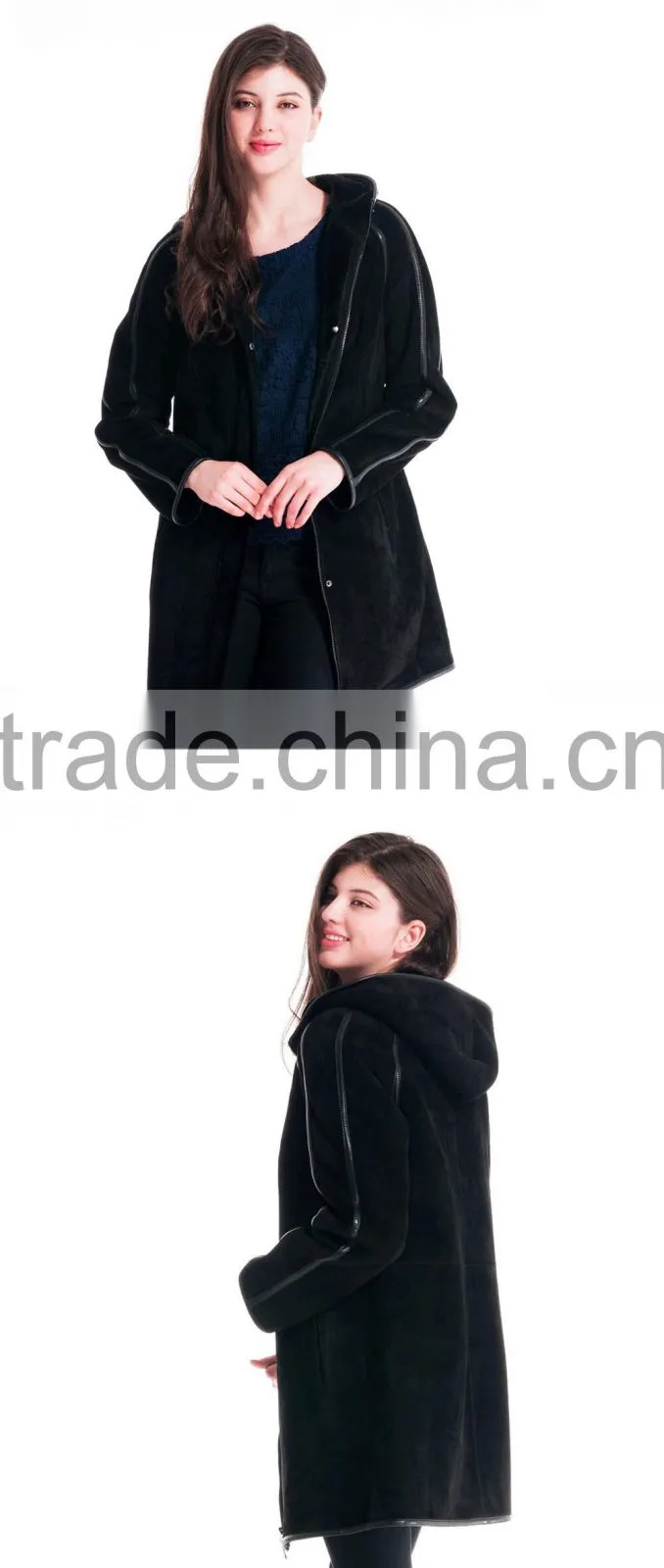 2015 Winter Women Medium Length Slim Fit Coat With Hat Overcoat