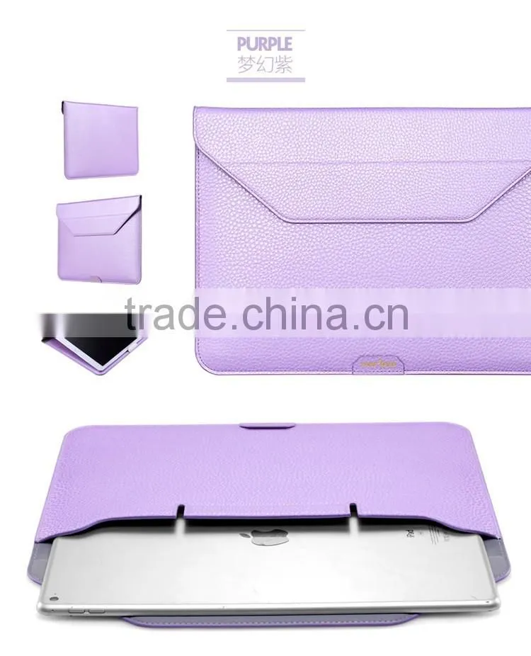 for iPad Pro 12.9 leather Sleeve with kick Stand, Wallet Sleeve Case for Macbook 12 inch, Ultrathin Carrying Bag with Stand