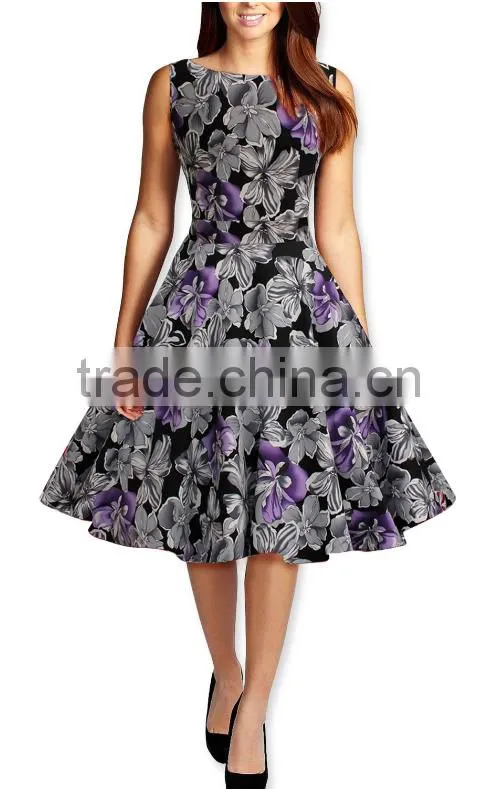 Women's cotton short frock designs rockabilly swing prom vintage dress 50s