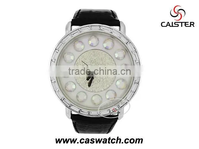 Big case watch Diamond watch Leather watch