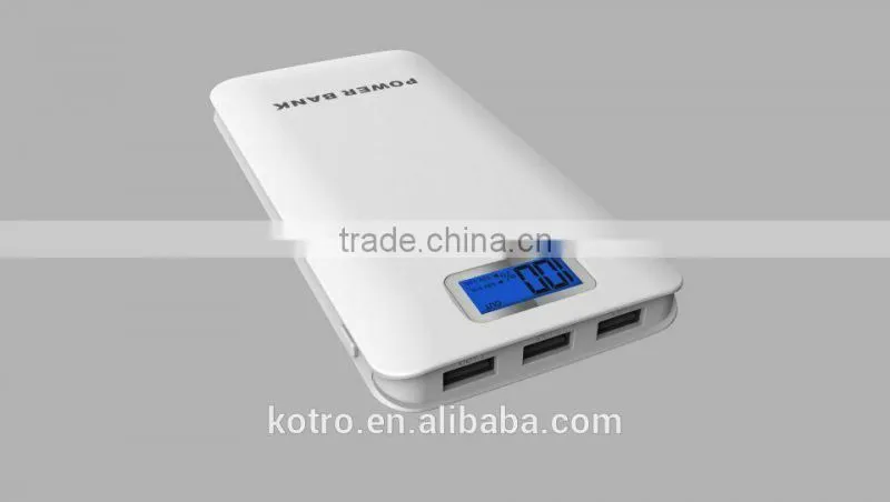 High quality Colorful LCD digital display 3 USB output Power Bank 4.1A Portable Charger 12000mah portable power bank