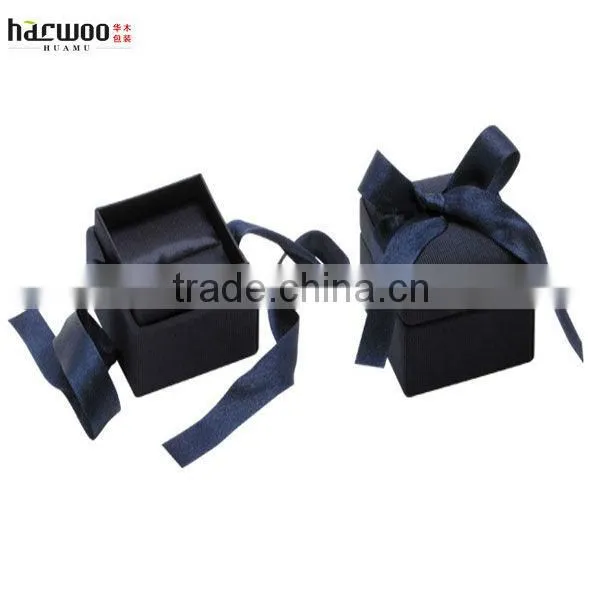 Cute Ring Box,Cufflink Box with Blue Silk Ribbon